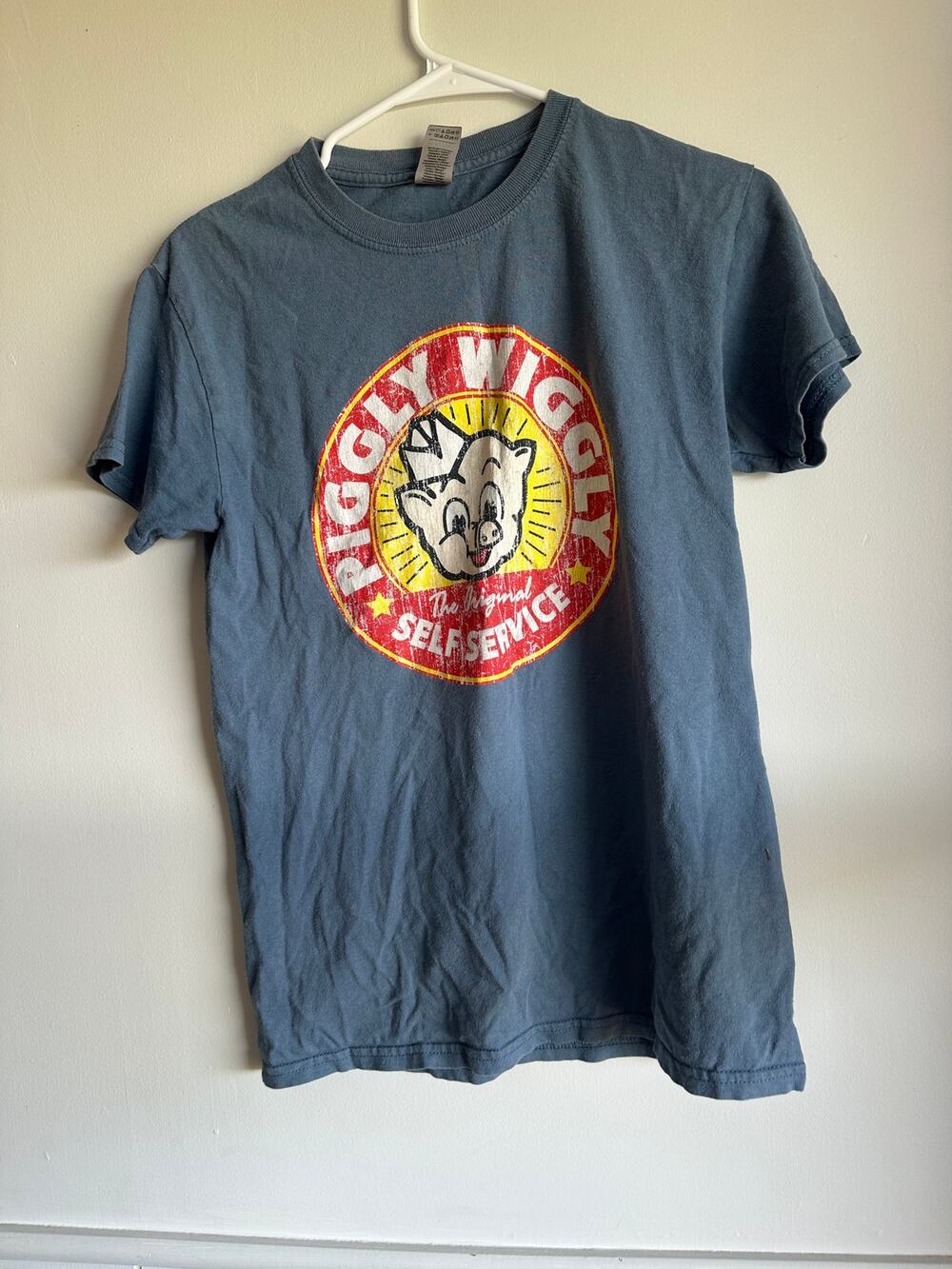 Piggly Wiggly T-Shirt Small Blue Retro Logo The Original Self Service Grocery